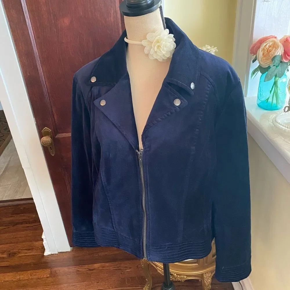 Chico’s Sz 3 XL 14/16 Midnight Blue Zip Jacket